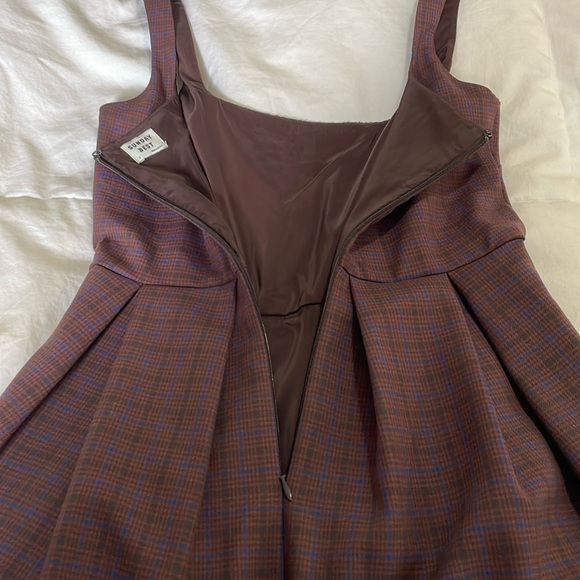 Sunday Best | Aritzia | Tasha | Reddish Brown/Blue Plaid | Mini Dress | Size 2 - Picture 11 of 16